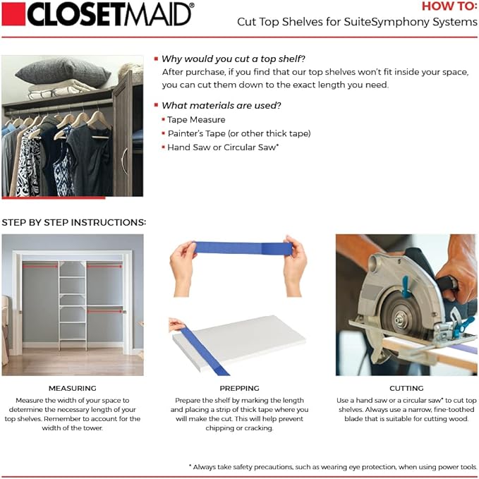 ClosetMaid SuiteSymphony Wood Closet Organizer Kit with Tower, 3 Hang Rods, Top Shelves, Adjustable, Fits Spaces 6 - 10 ft. Wide, Natural Gray