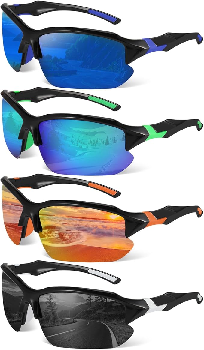 4/5Pack Polarized Sports Sunglasses for Men Women Baseball Cycling Running Fishing UV Protection Sun Glasses