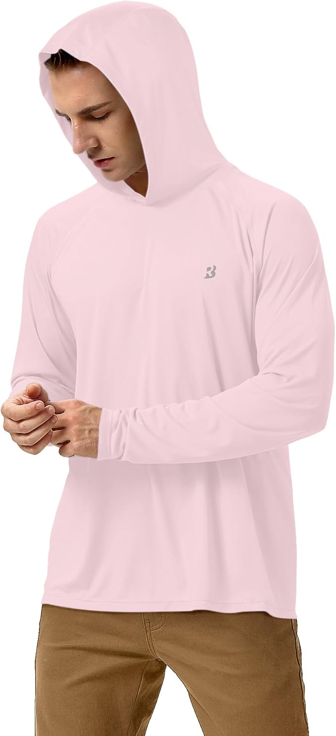 Roadbox UPF 50+ Fishing Shirts for Men, Long Sleeve UV Sun Protection Hoodie, Outdoor Hiking Running Swimming Rash Guard