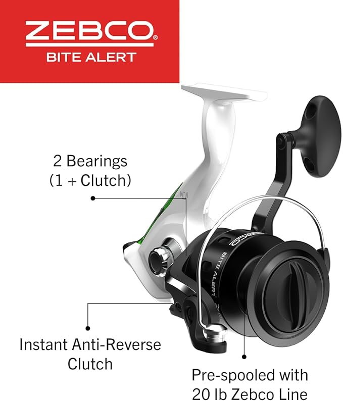 Zebco Bite Alert Spinning Reel and 2-Piece Fishing Rod Combo