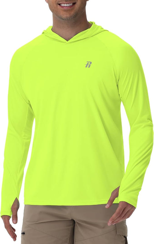 Runhit UPF 50+ Fishing Shirts for Men Long Sleeve Sun Protection Hoodie Lightweight Outdoor Workout Hiking Running Rash Guard