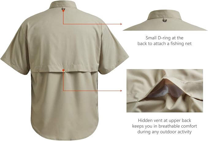 Bassdash UPF 50 Men’s Fishing Dress Shirt Button Down Woven Short Sleeve Outdoor