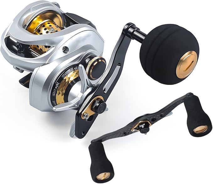 Carbon Fiber Baitcasting Reel, Baitcasting Fishing Reel for Trout Fishing, 35lbs Max Drag, 6.3:1 Gear Ratio, Double Row Magnetic Brake