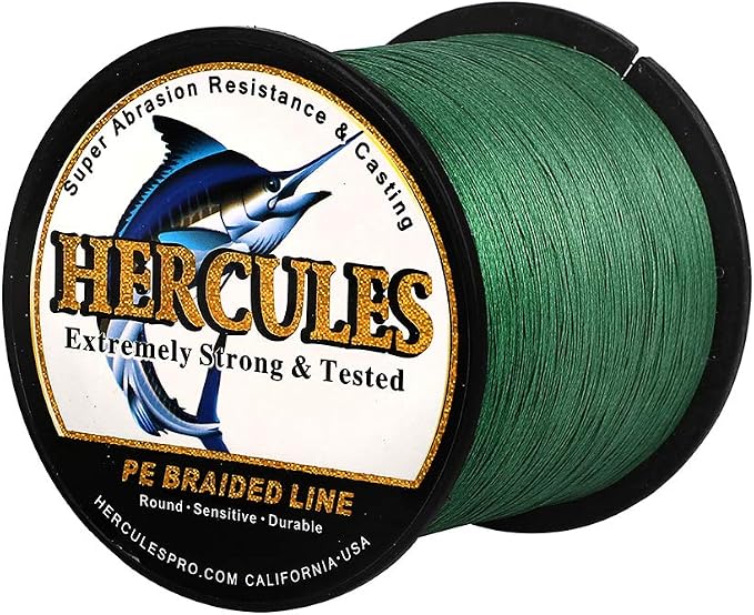 HERCULES Cost-Effective Super Cast 8 Strands Braided Fishing Line 10LB to 300LB Test for Salt-Water,109/328/547/1094 Yards(100M/300M/500M/1000M),Diam.#0.12MM-1.2MM,Hi-Grade Performance,Variety Colors