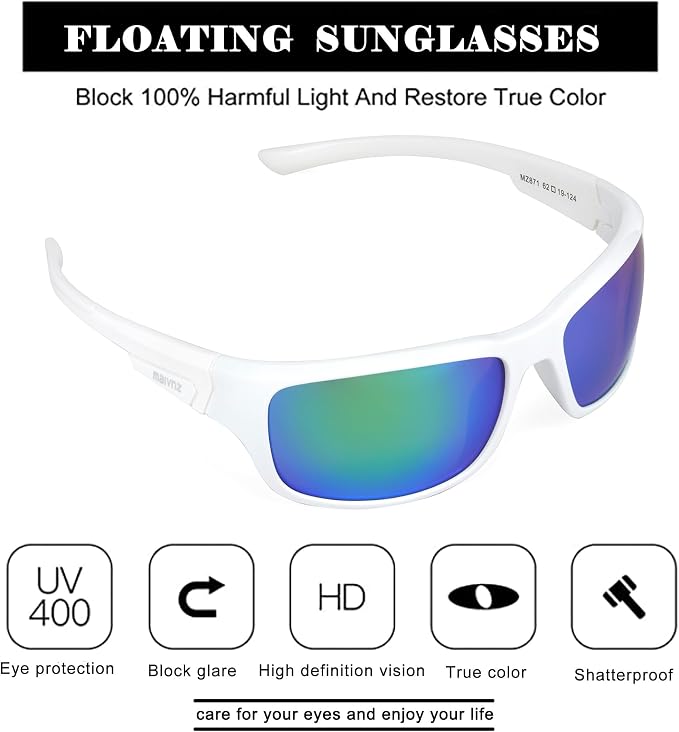 maivnz Floating Polarized Fishing Sunglasses for Men Women, Unsinkable UV400 Sports Glasses for Kayaking, Boating & Surfing