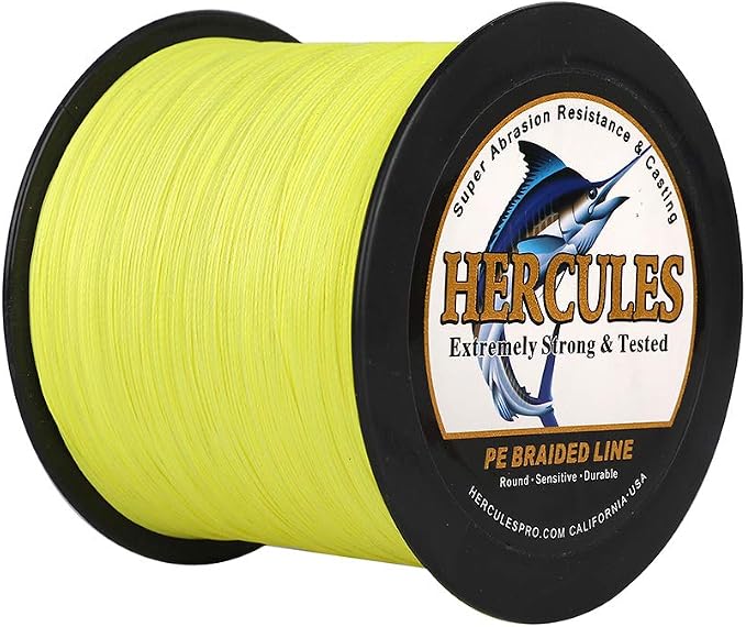 HERCULES Cost-Effective Super Strong 4 Strands Braided Fishing Line 6LB to 100LB Test for Salt-Water, 109/328 / 547/1094 Yards (100M / 300M / 500M / 1000M), Diam# 0.08MM - 0.55MM, Hi-Grade