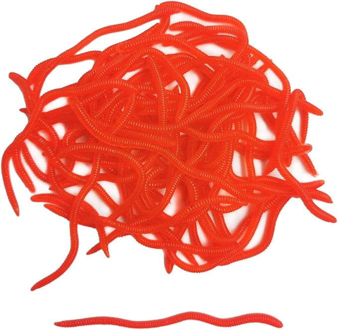 1.6in/3.3/3.9in Fishing Soft Lure Trout Worm Earthworm Bait Lifelike Fake Bloodworm Grub Worm Soft Fishing Lure Baits