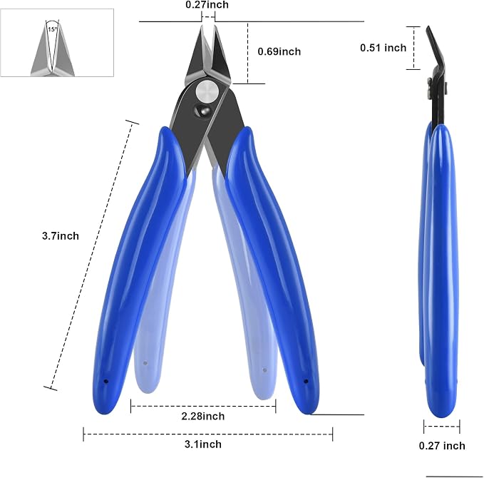 5 Inch Micro Flush Cutter, 2 Pack Small Wire Cutters Spring Loaded Cutting Pliers, Wire Cutters for Jewelry Making, Soft Copper Wire, Floral, Electronics, Model Craft, Heating Wire, 3D Print