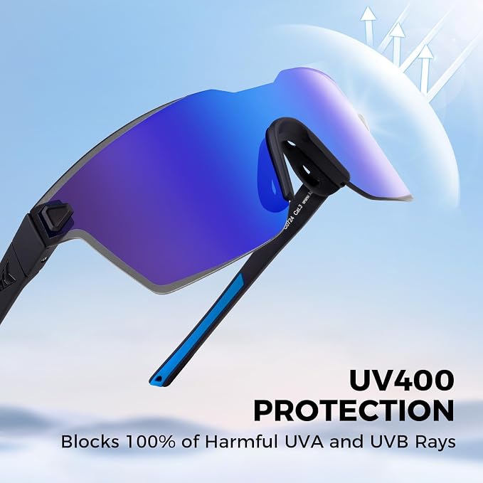 KastKing Tarkio Polarized Fishing Sunglasses, Large Single PC Lenses, Rimless Wrap Design, UV400 Protection Sports Sunglasses