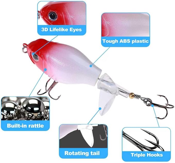 Bass Fishing Lures, Jointed Swimbait Glide Bait for Bass, Trout & Pike – Lifelike Fishing Lure with 3D Eyes, Built-in Rattle Chamber, Triple Hook – Realistic Fishing Lures for Freshwater & Saltwater