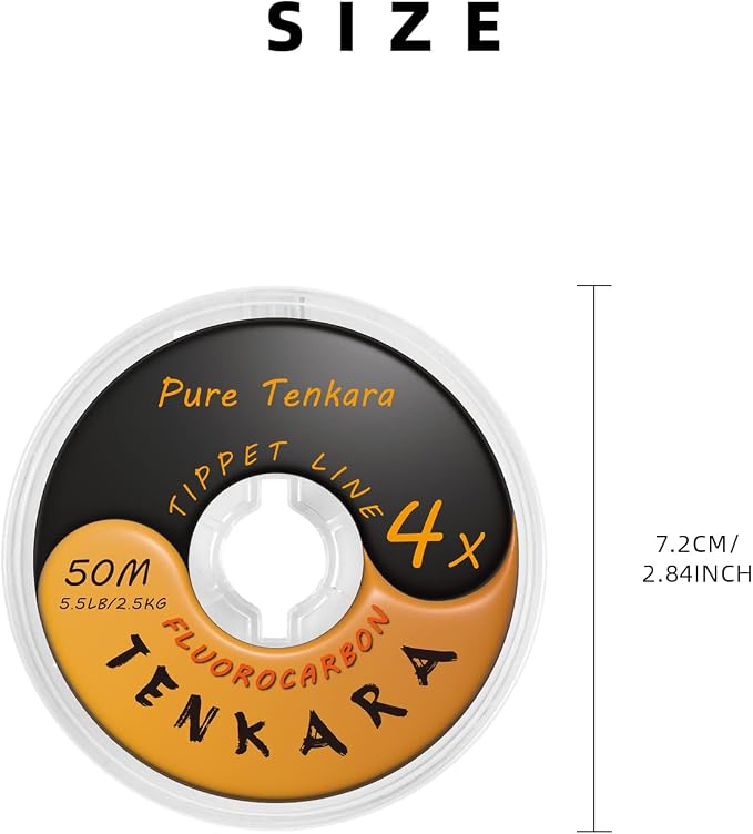 Fly Fishing Tenkara Fluorocarbon Tippet Lines, Freshwater Clear 4X 5X 6X, 50M