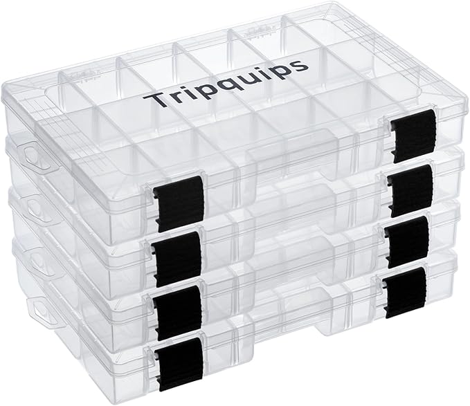 Tripquips 3600 Tackle Trays, Plastic Storage Organizer Box with Removable Dividers - Tackle Boxes - Fishing Tackle Storage - 3700 Tackle Trays - 2 Packs/4 Packs Box Organizer