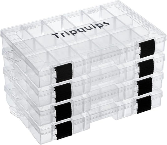 Tripquips 3600 Tackle Trays, Plastic Storage Organizer Box with Removable Dividers - Tackle Boxes - Fishing Tackle Storage - 3700 Tackle Trays - 2 Packs/4 Packs Box Organizer