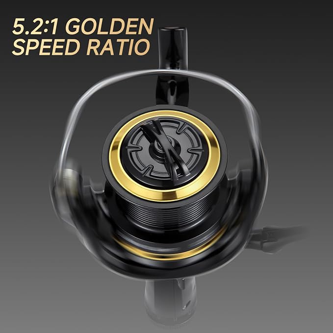 HAUT TON Battle Carp Fishing Reel, 4+1 BB Carbon Fiber Drag Spinning Reels for Saltwater Freshwater Fishing, 26.5 Lbs Powerful Max Drag Baitfeeder Fishing Reels