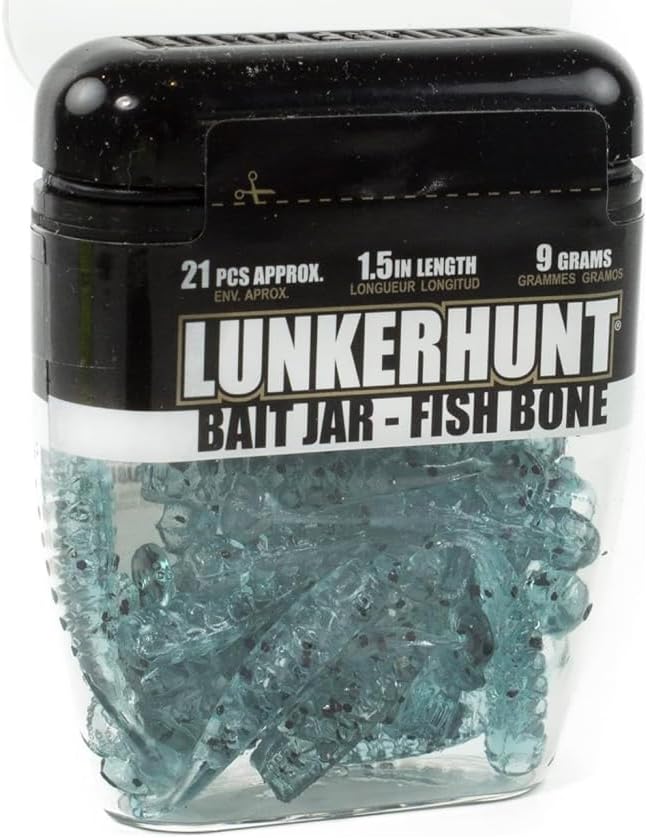 LUNKERHUNT Fishing Jar with Unique Scent Attractant | 1.5-Inch Durable Bait for Ice Fishing | Reusable Soft Plastic Lure for Bass, Trout and Pike