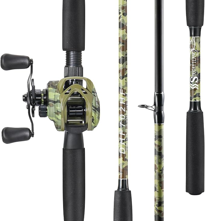 Sougayilang Fishing Pole Casting Reel Combo with Durable Rod Handle, Medium Heavy for Catfish Salmon and Steelhead- 7'0"