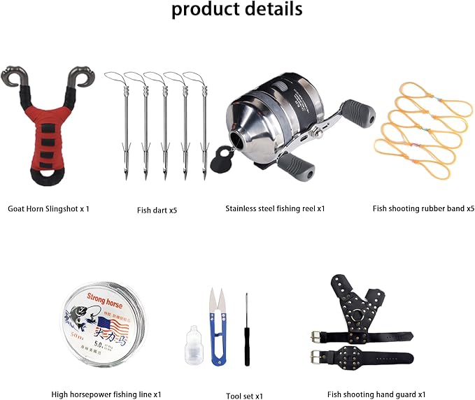 Fishing Slingshot with Reel and Fish Darts for Outdoor Sports Hunting Competition Versatile Suitable for Left and Right Handed