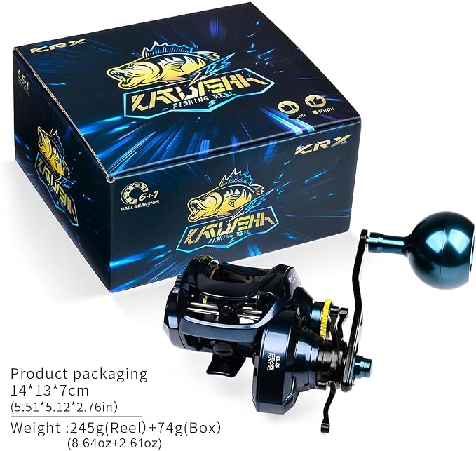Baitcasting Fishing Reels - 500 Size Casting 6.5:1 Gear Ratio Speed Spool Baitcaster Reels - 6+1 BB Carbon Fiber Drag Magnetic Braking System Low Profile Saltwater Offshore Fishing Baitcasting Reel