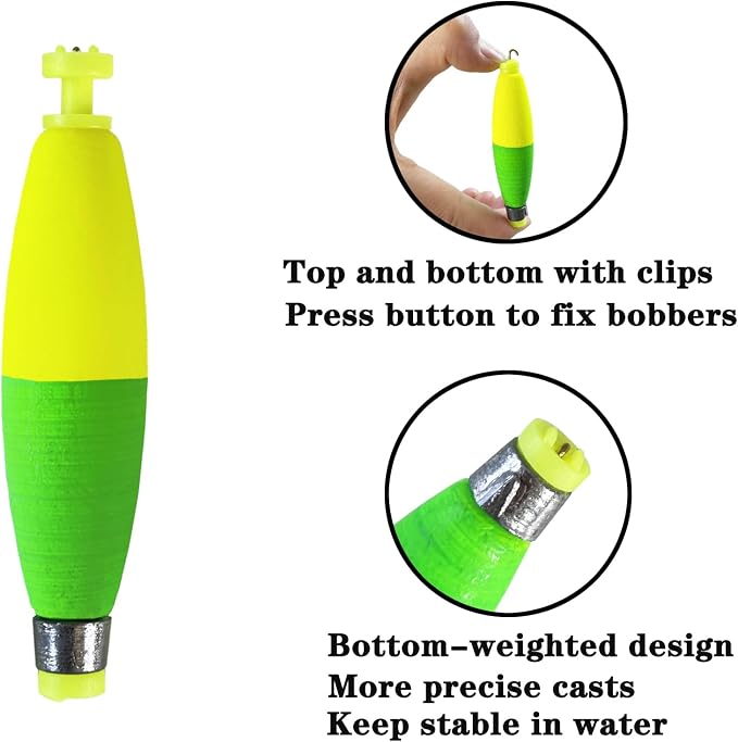 Weighted Bobbers for Fishing Floats EVA Foam Snap-on Fishing Bobbers for Crappie Bluegill Panfish Trout Catfish Bass 10 Packs