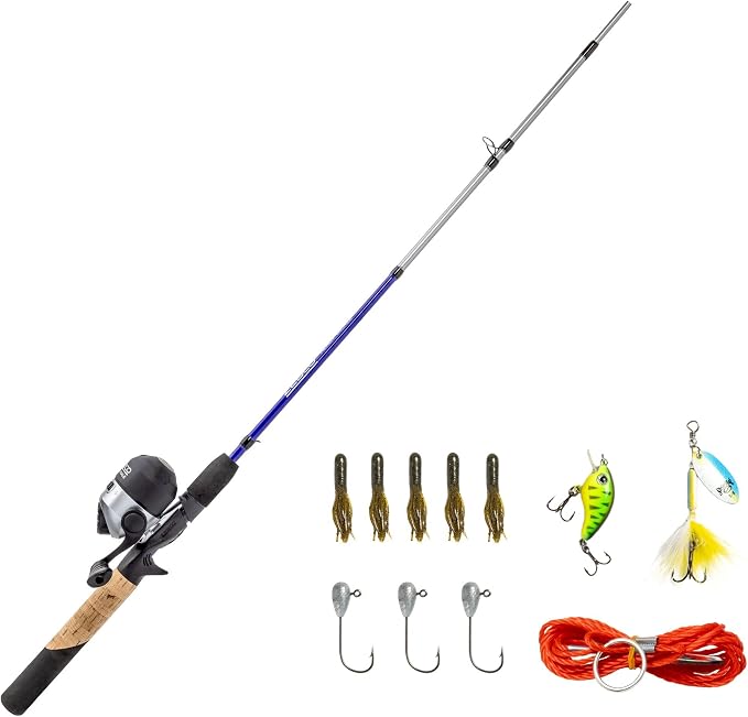Zebco Ready Tackle Spinning Combo, 5-Foot 6-Inch, 2-Piece Fishing Rod, Size 30 Reel, 8-Pound Line, 29-Piece Tackle Kit