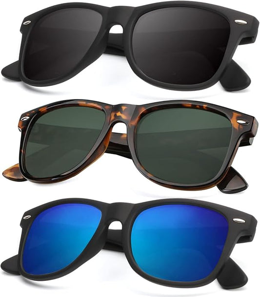KALIYADI Polarized Sunglasses for Men and Women Matte Finish Sun glasses Color Mirror Lens UV Blocking (3 Pack)