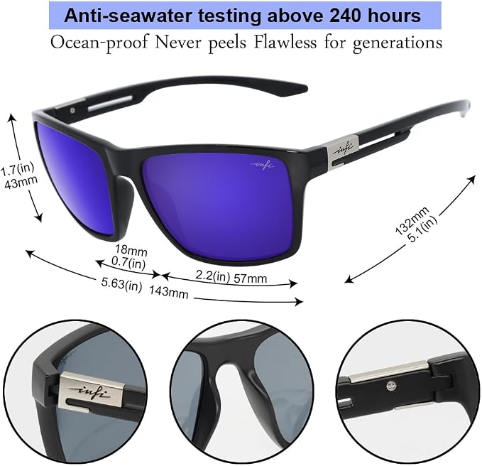 INFI Fishing Polarized Sunglasses for Men Driving Running Golf Sports Glasses Square UV Protection Designer Style Unisex