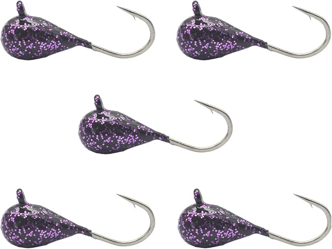 Tungsten Ice Fishing Jig Set Ice Fishing Lures, Max Sensitive Tungsten Tear Drop Ice Jig Head Hook for Panfish, Crappie, Walleye, Perch, Trout, Bluegill