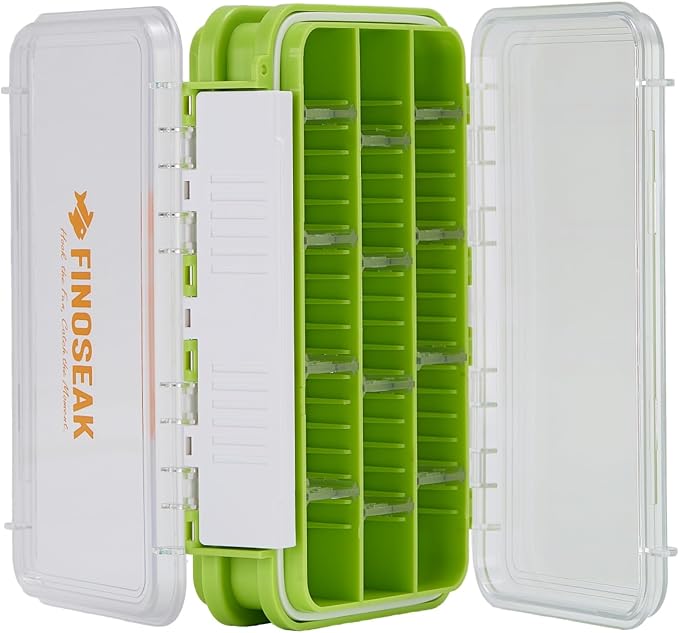 Sturdy Dual Sided Small Tackle Box Organizer, Waterproof Sealed Clear Fishing Tackle Box Tray Storage Case with Slit Foam for Jig Heads-Flies-Spoons-Rigs and Lures (FN0801)