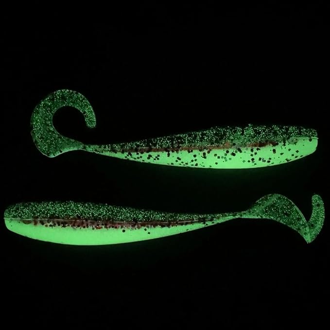 A.M. Fishing Curly Tail Jerkshad 3 Inch Soft Baits Garlic Infused,– 12 Pack – Saltwater & Freshwater Fishing Lures for Bass, Redfish, Snook, and Trout
