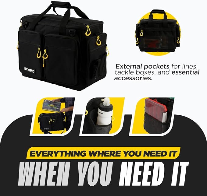 Beyond Fishing Hauler Tackle Bags - Water Resistant With Hard Molded Bottom - Perfect for Fresh Water & Salt Water Fishing Tackle Storage - Holds Tackle Boxes and Fishing Gear