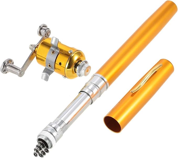 Jatzde Mini Portable Pocket Fish Rod Pen Aluminum Alloy Fishing Rod Pole Reel Combos…
