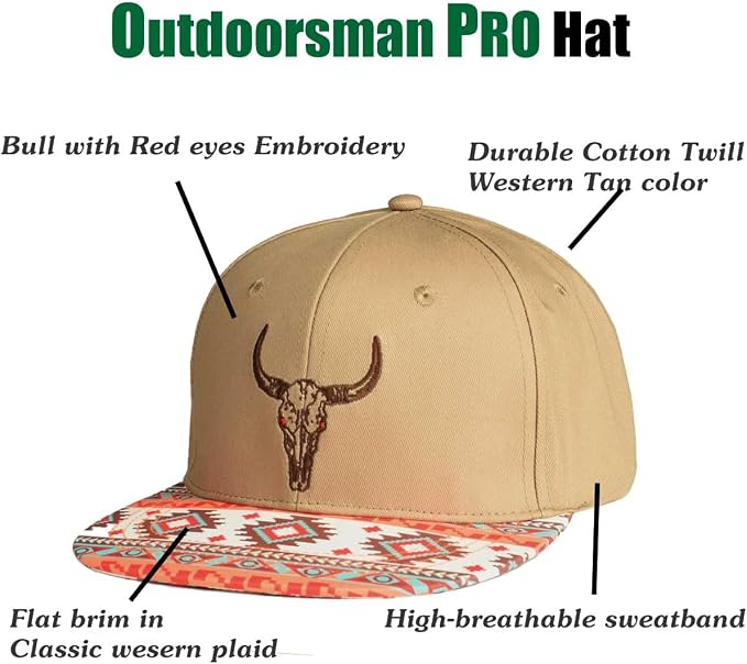 EDTREK Elite Youth Country Hat for Big Kids - Boys Snapback Hat with Flat Brim