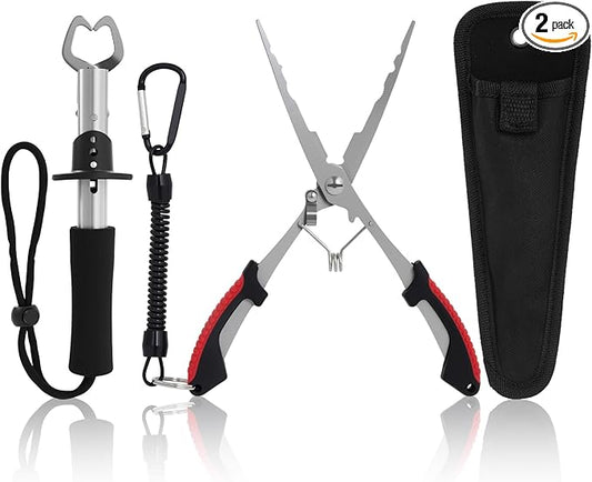 Fishing Tool Set, Fish Lip Gripper Pliers and Upgraded Muti-Function Fishing Pliers, for Fly Fishing, Ice Fishing, for Fishing Enthusiasts - Gift for Men