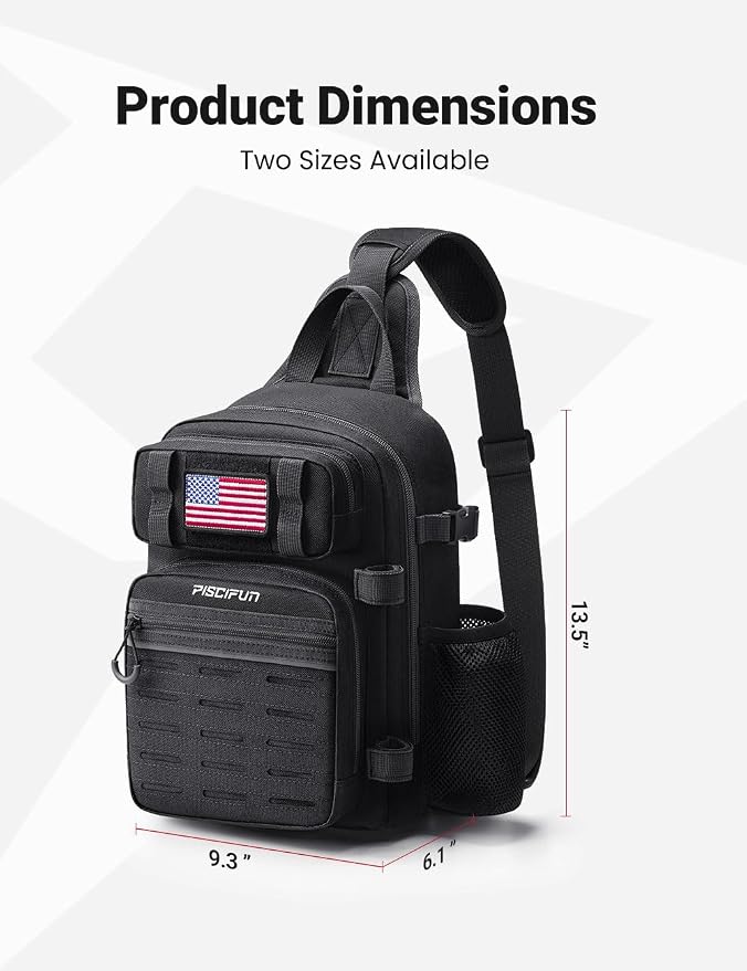 Piscifun Fishing Backpack Tackle Bag with 2 Rod Holders, Multi-Compartment Storage, MOLLE System, Water-Resistant Lightweight Outdoor Pack
