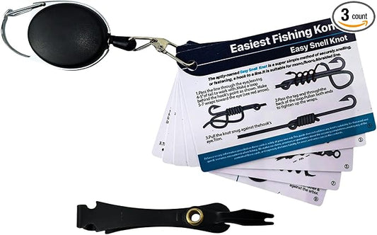 Easiest Fishing Knots Waterproof Guide with 12 Fishing Line Knot Types, Included Fishing Knot Tying Tool Set Essential Fishing Accessories for Fishing Gear and Equipment