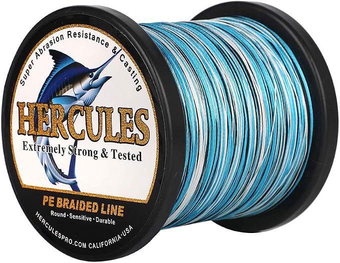 HERCULES Cost-Effective Super Cast 8 Strands Braided Fishing Line 10LB to 300LB Test for Salt-Water,109/328/547/1094 Yards(100M/300M/500M/1000M),Diam.#0.12MM-1.2MM,Hi-Grade Performance,Variety Colors