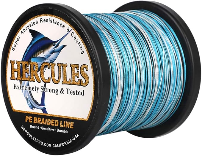 HERCULES Cost-Effective Super Cast 8 Strands Braided Fishing Line 10LB to 300LB Test for Salt-Water,109/328/547/1094 Yards(100M/300M/500M/1000M),Diam.#0.12MM-1.2MM,Hi-Grade Performance,Variety Colors