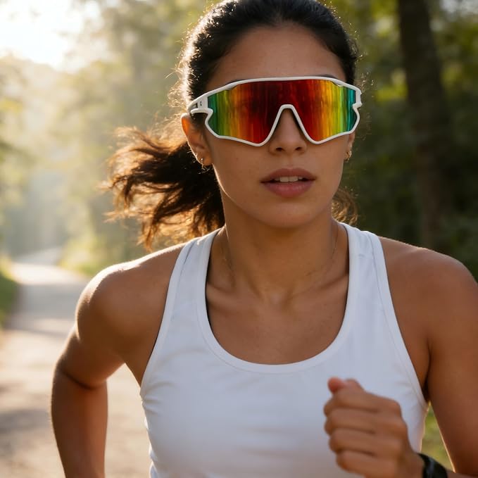DUCO Polarized Sports Sunglasses for Men Women: UV400 Protection 24g Wrap Around Glasses for Baseball Running Hiking DC0023