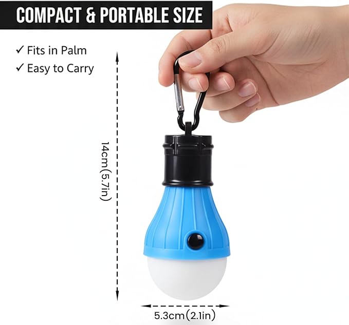 4PCS LED Camping Lantern Set – Portable Tent Lights with Clip Hooks & 3 Modes (High/Low/Strobe), LED Camping Lamp for Camping, Backpacking, Hiking, Party, Reading, Emergency