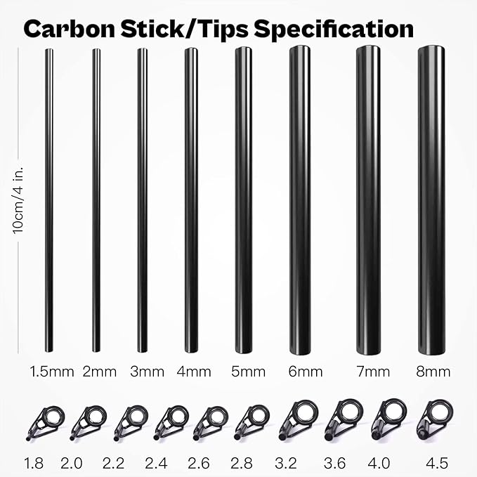 Fishing Rod Repair Kit Complete,Full Supplies with Glue for Freshwater & Saltwater Broken Fishing Pole Repair with Carbon Fiber Sticks,Rod Building Epoxy Finish