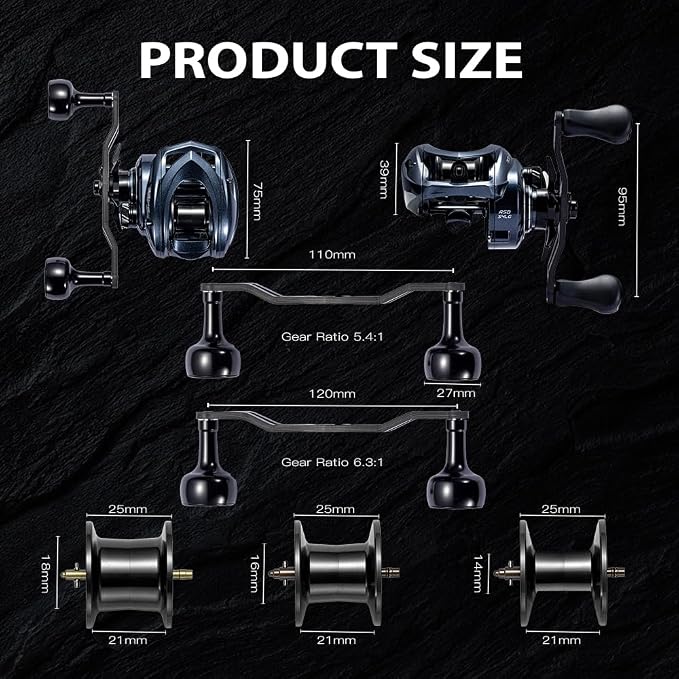 Soloking ASHMOON Baitcasting Reel 12+1BB Alloy Fishing Reel, Ultralight Baitcaster Reel, Super Smooth with 14.9 LB Carbon Fiber Drag,5.4-7.1Gear Ratio, Low Profile for Bass/Sea/Freshwater Fishing