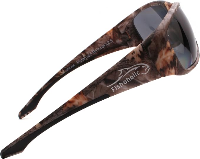 Fishoholic Polarized Bi-Focal Fishing Sunglasses with Reader Magnification (1.5x, 2.0x, 2.5x Options) and UV400 Protection