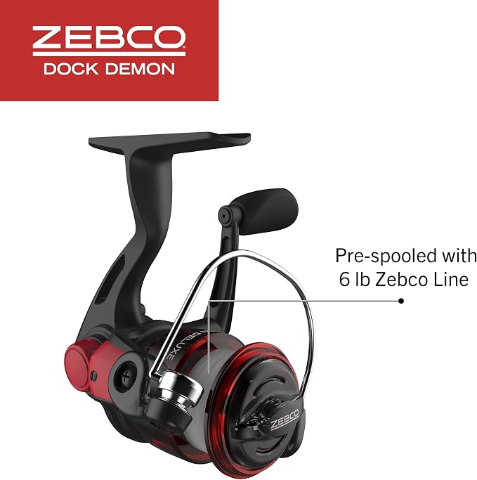 Zebco Dock Demon Spinning Reel or Spincast Reel and Fishing Rod Combo, 30-Inch Durable Fiberglass Rod, QuickSet Anti-Reverse Fishing Reel