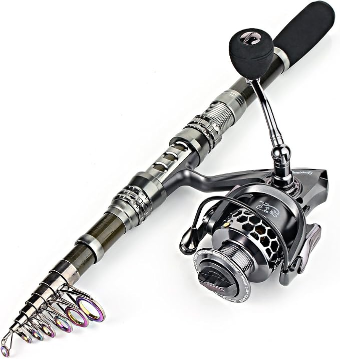 Sougayilang Telescopic Fishing Rod Reel Combos with Carbon Fiber Fishing Pole Spinning Reels and Fishing Accessories