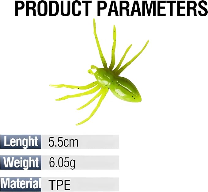 Topwater Spider Fishing Lure Bait - Soft Spider Lures for Bass Trout Pike,TPE Flexible Body for Lifelike Action, Perfect for Freshwater Saltwater Fishing