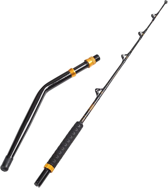 Fiblink Bent Butt Fishing Rod 2-Piece Saltwater Offshore Trolling Rod Big Game Roller Rod Conventional Boat Fishing Pole