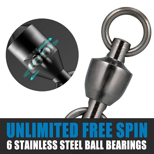 Dr.Fish 20 Pack Ball Bearing Fishing Swivels, Swivels Fishing Tackle Saltwater, Freshwater Stainless Heavy Duty Lure Leader Line Connector #0