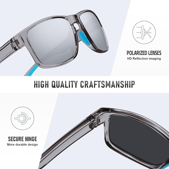 Sports Polarized Sunglasses for Men Women UV Protection Unbreakable Driving Running Fishing Hiking Sun Glasses
