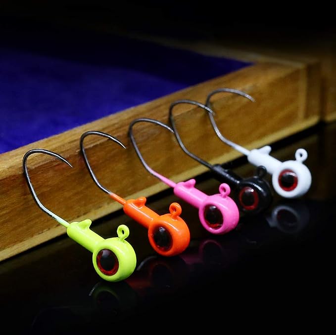 XFISHMAN Crappie-Jigs-Heads-Kit 1/8 1/16 1/32oz 50 Pack Panfish Fishing Jigs Lead Head Jig Hook Lure