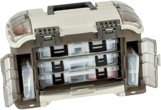 Plano Elite Series Ultimate Angled Tackle System, Graphite & Sandstone, Includes 6 StowAway Utility Boxes, Premium Tackle Storage for Fishing Gear and Accessories, Waterproof Case